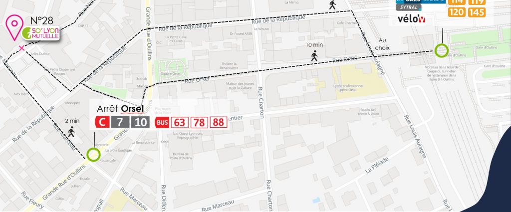 itinéraire So'Lyon Mutuelle OULLINS